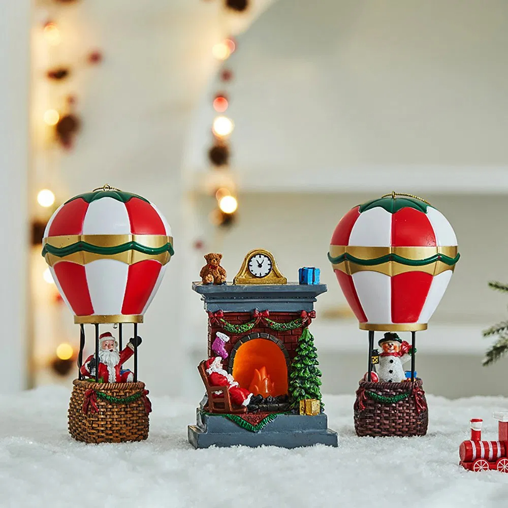 Christmas Winter Hot Air Balloon Snowman Set 
