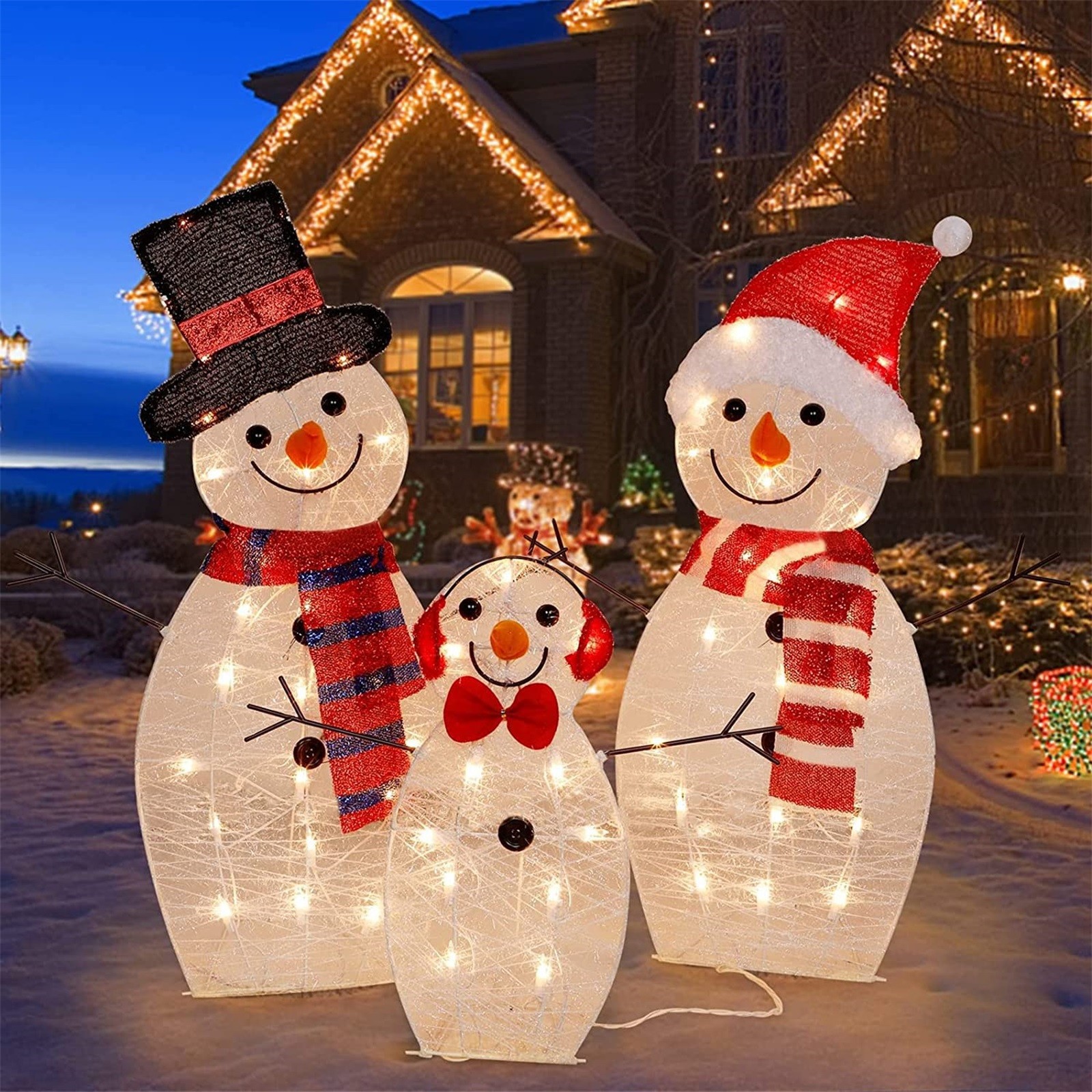 Light Up Snowman Family, Waterproof Christmas Decor