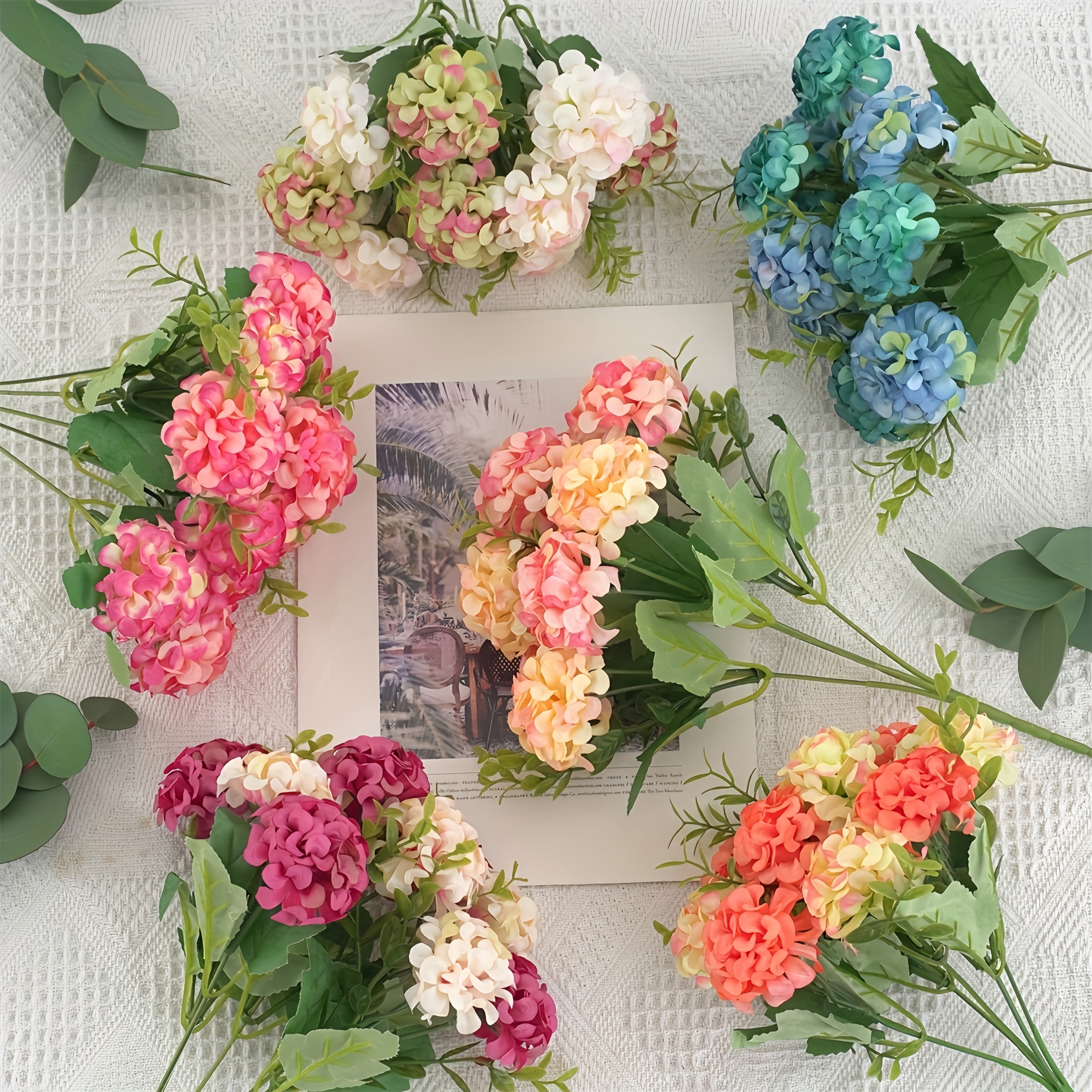 1 Bunch 10 Heads Artificial Hydrangea Flower Stems 