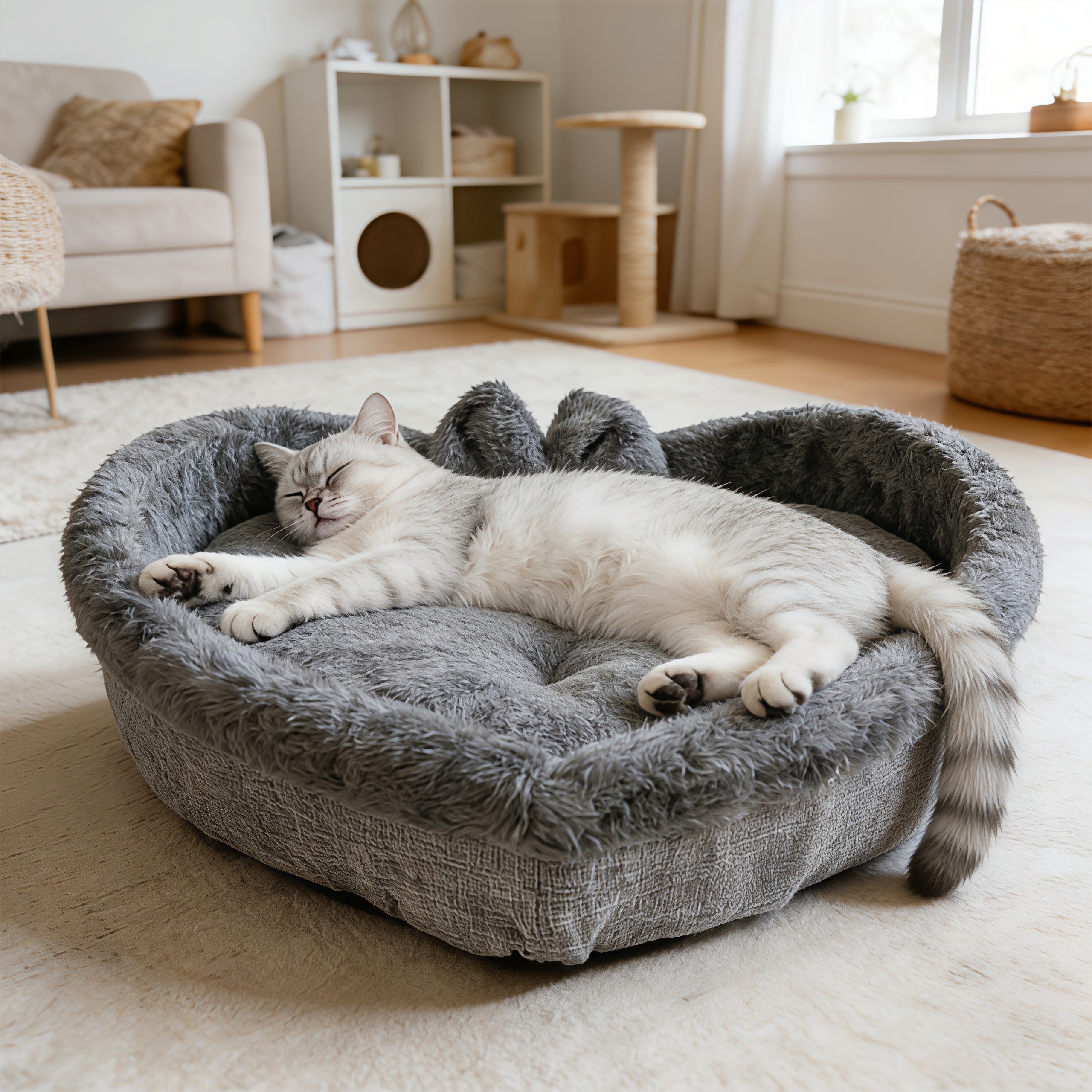 Heart Shaped Plush Cat Bed Warm Cozy Cat Nest