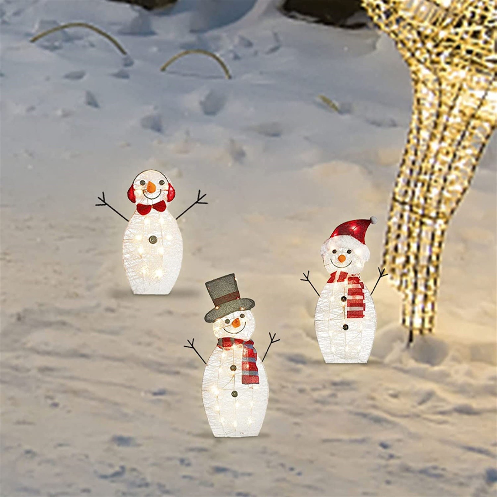 Light Up Snowman Family, Waterproof Christmas Decor