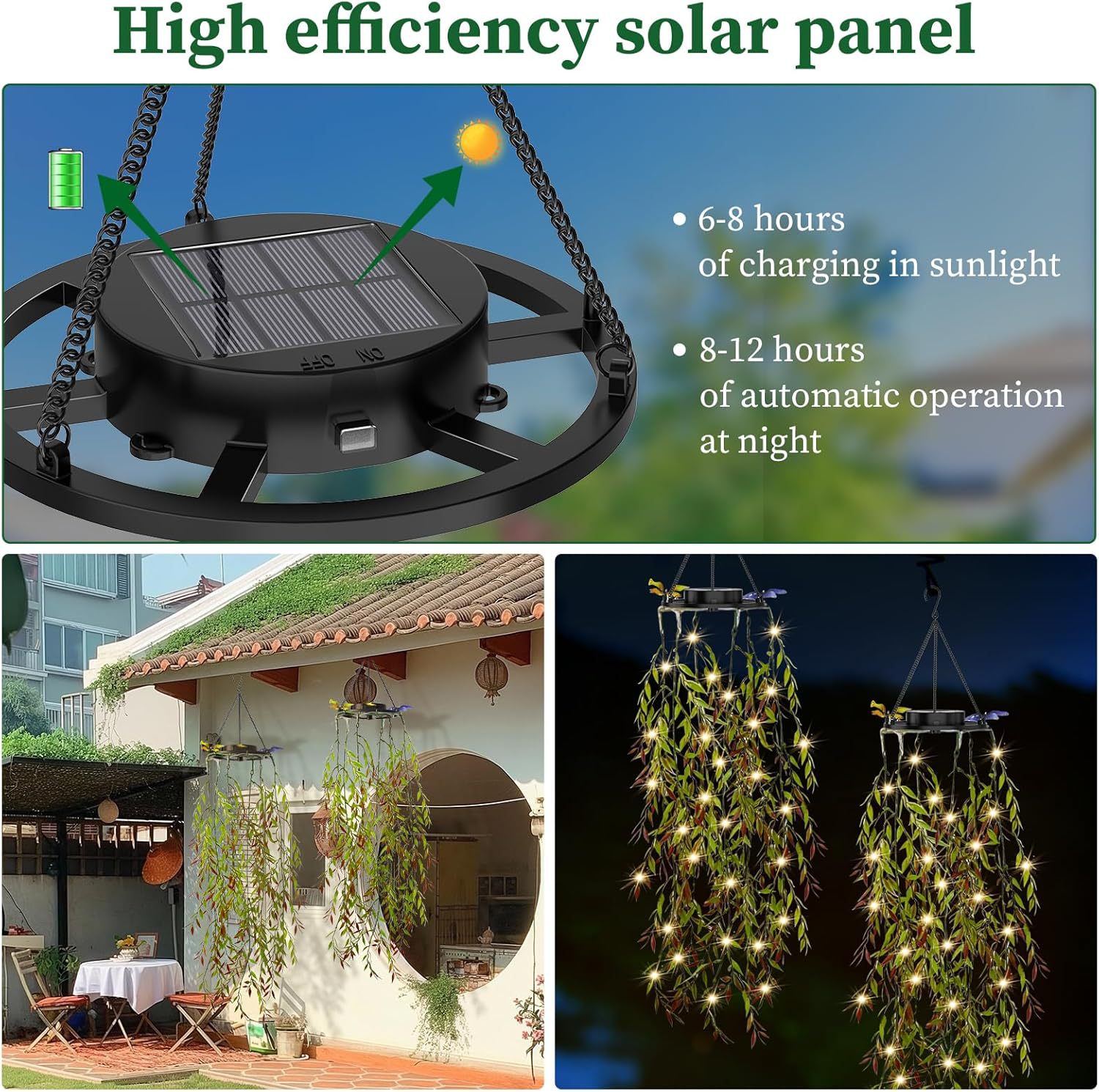 1 Pack Solar Willow Vine Hanging Lights