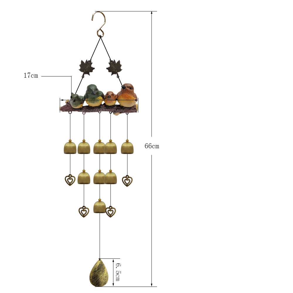 Bird Family Hanging Wind Chime with Bells