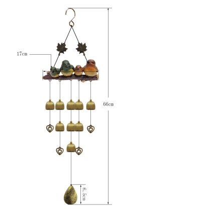 Bird Family Hanging Wind Chime with Bells