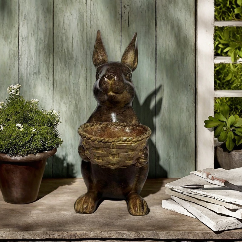 Vintage Bunny Basket Planter, Easter Table Centerpiece Décor