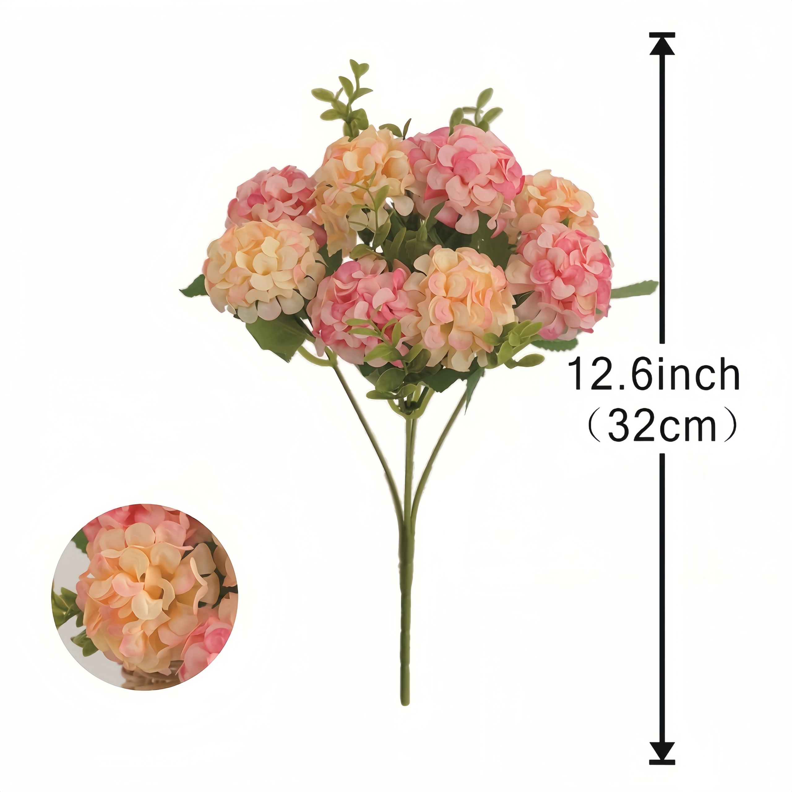 1 Bunch 10 Heads Artificial Hydrangea Flower Stems 