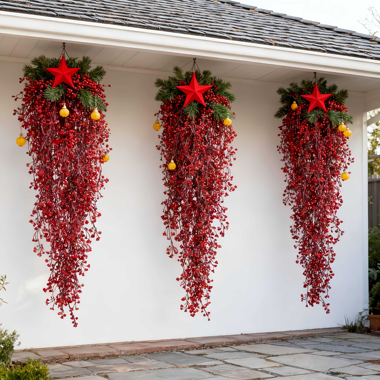 30in Red Artificial Christmas Hanging Vine