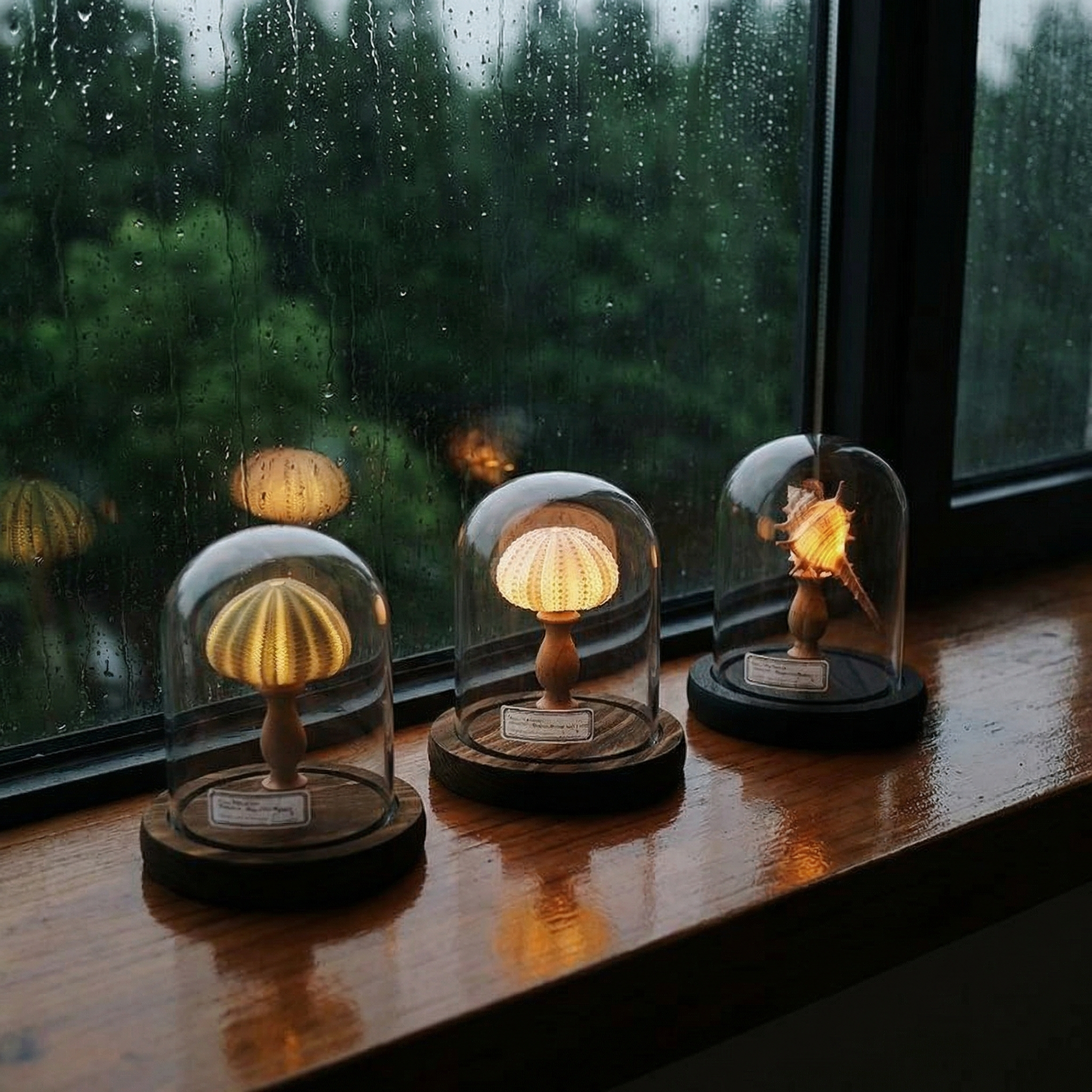 Handmade Sea Urchin Shell Warm Ambient Night Light