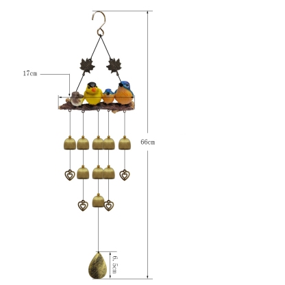 Bird Family Hanging Wind Chime with Bells