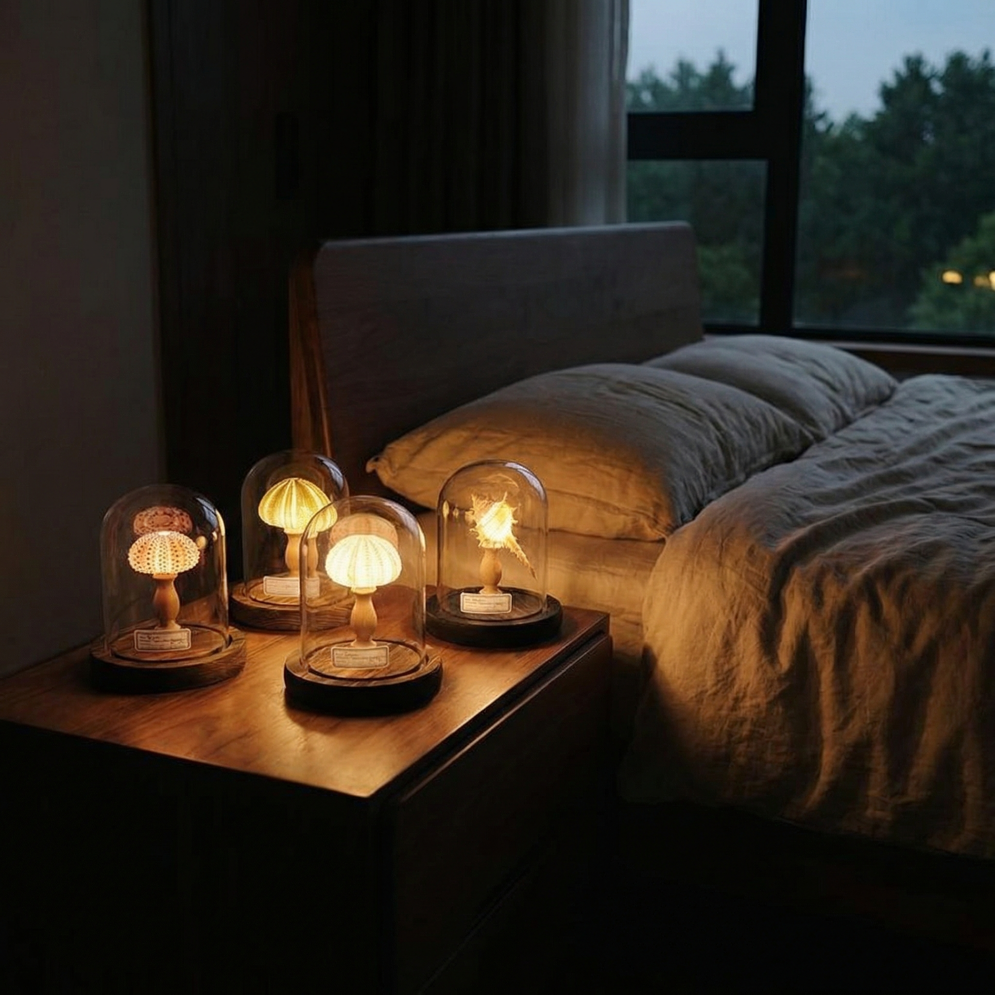 Handmade Sea Urchin Shell Warm Ambient Night Light