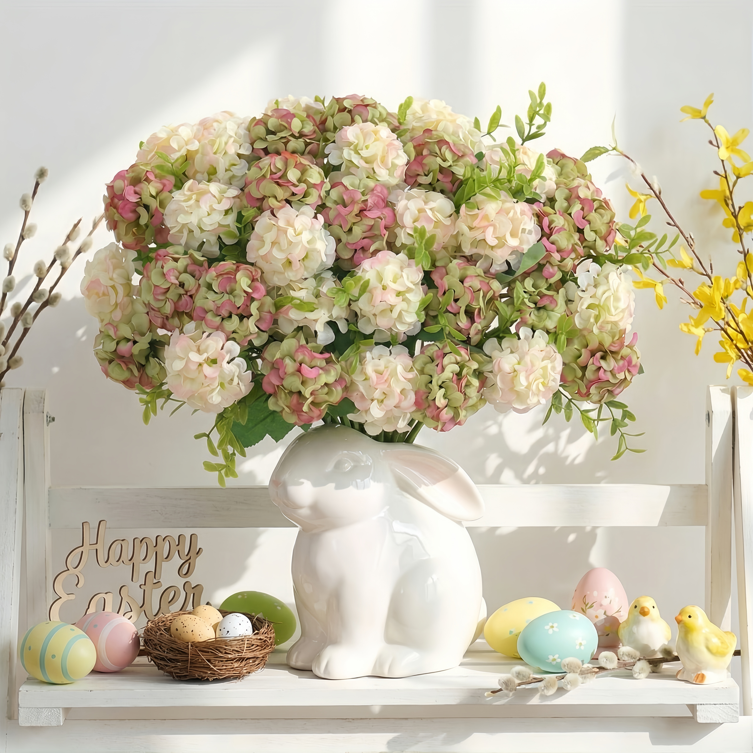 1 Bunch 10 Heads Artificial Hydrangea Flower Stems 