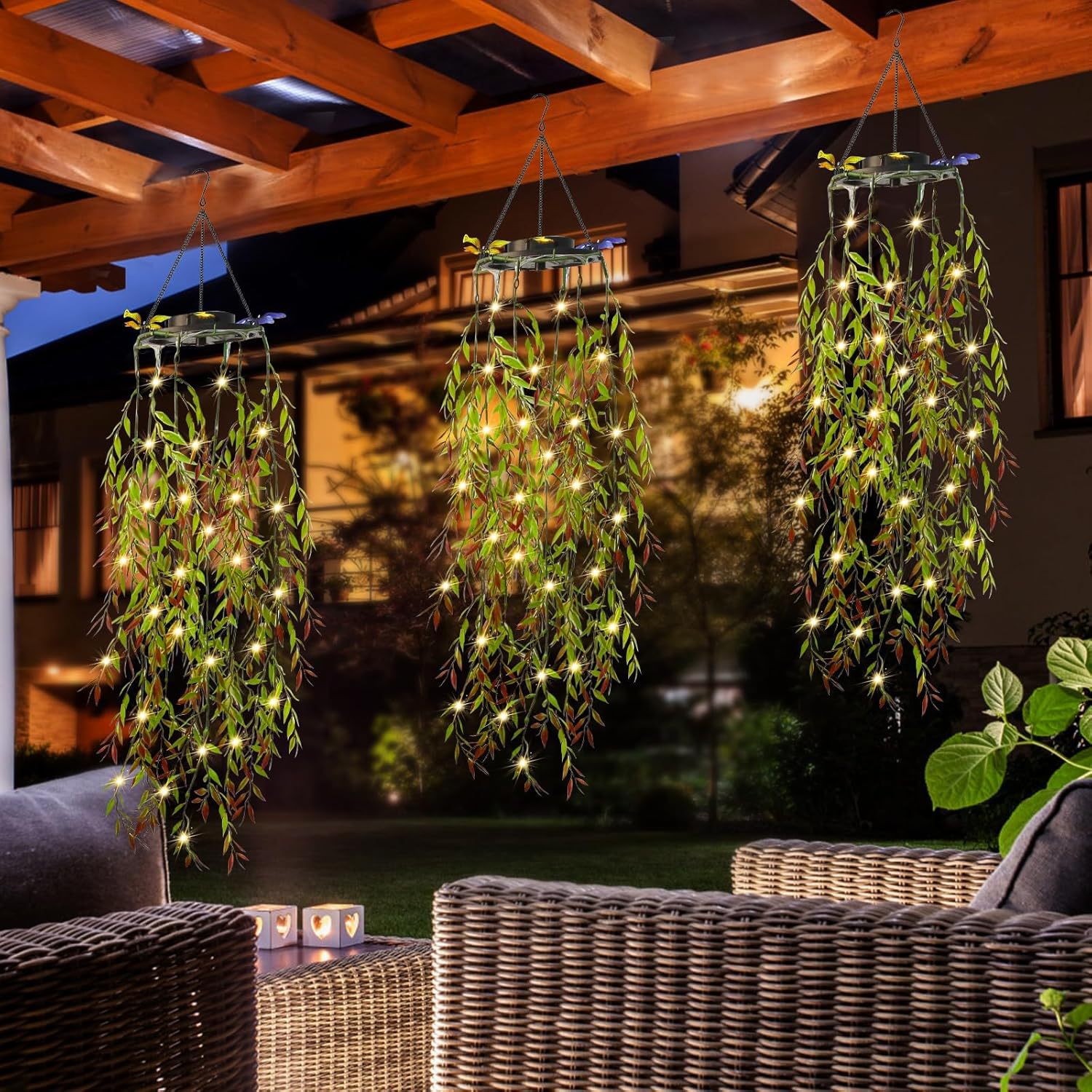 1 Pack Solar Willow Vine Hanging Lights