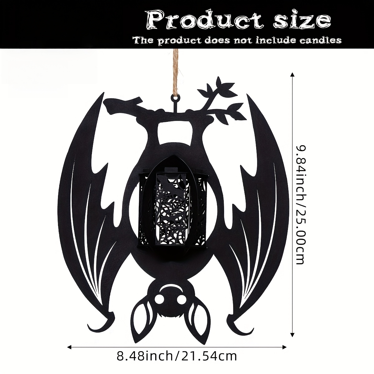Gothic Bat-Shaped Metal Hanging Candelabra Decor