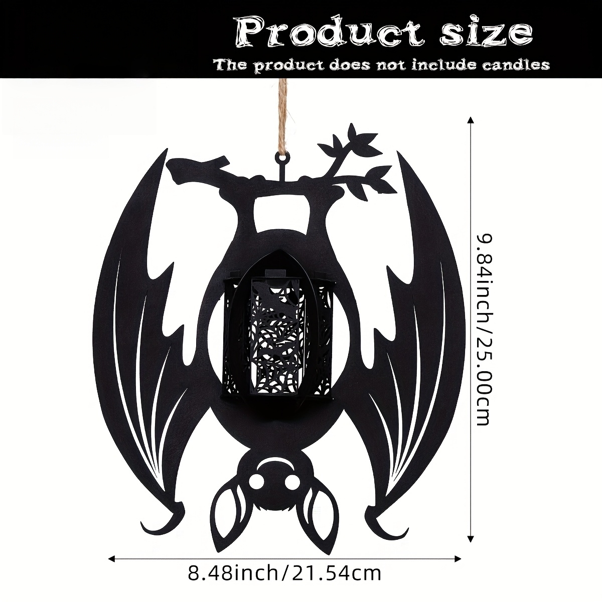 Gothic Bat-Shaped Metal Hanging Candelabra Decor