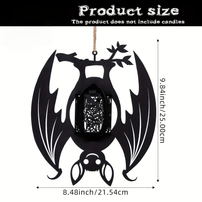 Gothic Bat-Shaped Metal Hanging Candelabra Decor