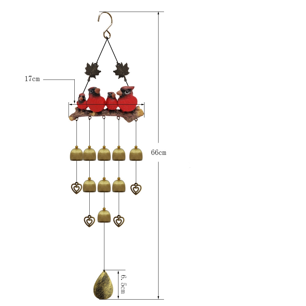 Bird Family Hanging Wind Chime with Bells