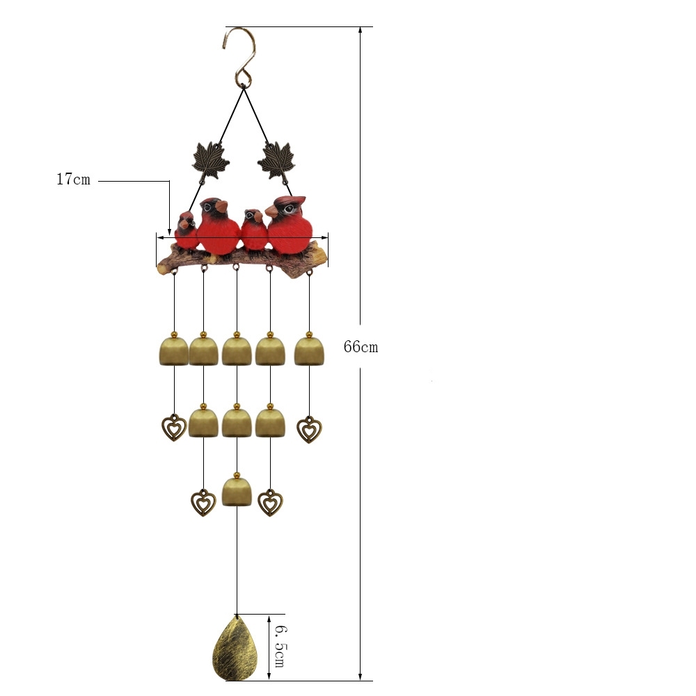 Bird Family Hanging Wind Chime with Bells