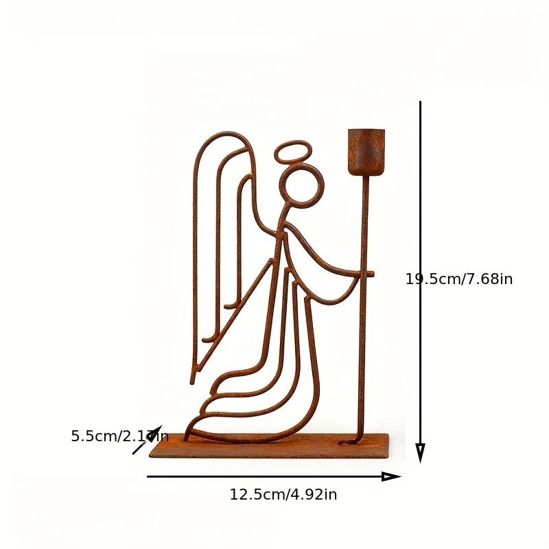 1 Pack Vintage Guardian Angel Wrought Iron Candle Holder