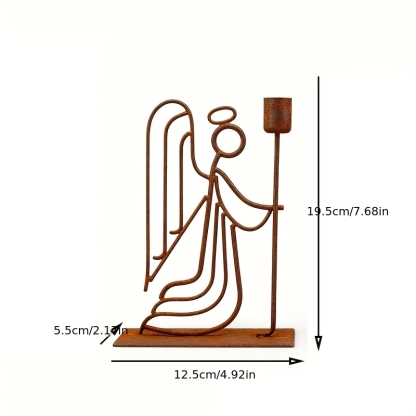 1 Pack Vintage Guardian Angel Wrought Iron Candle Holder