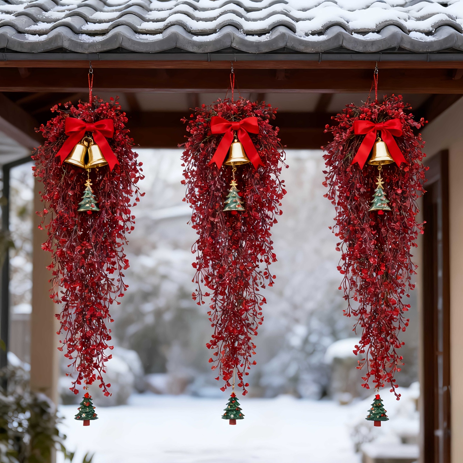30in Red Artificial Christmas Hanging Vine