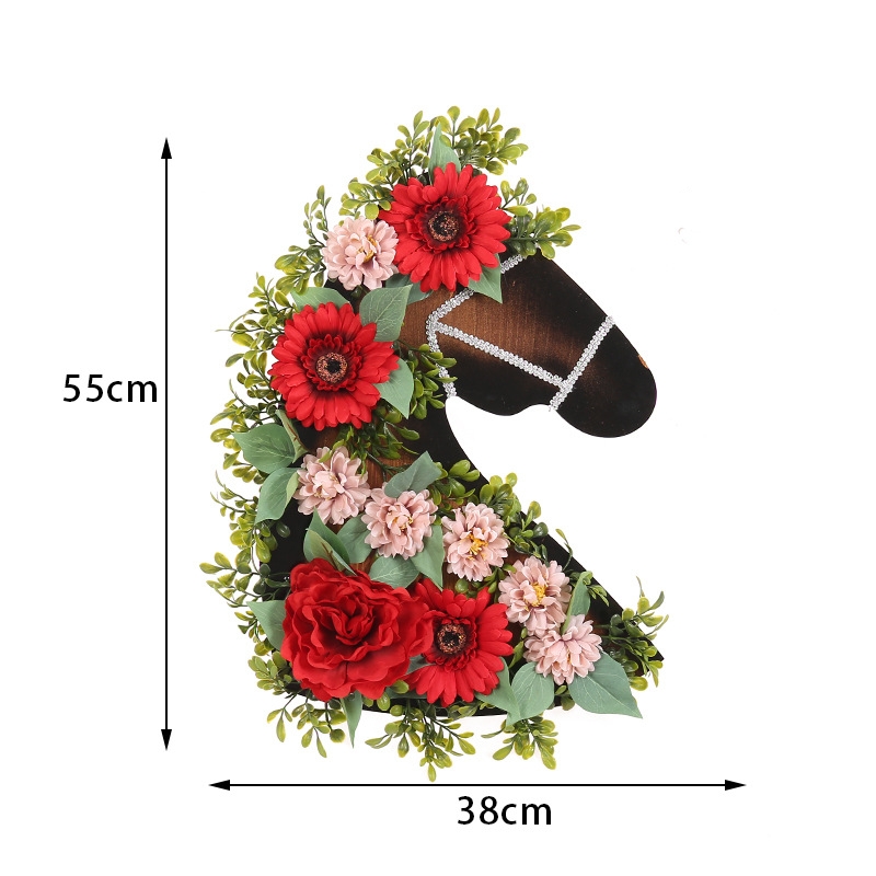 Christmas Country Charm Horse Head Floral Wreath