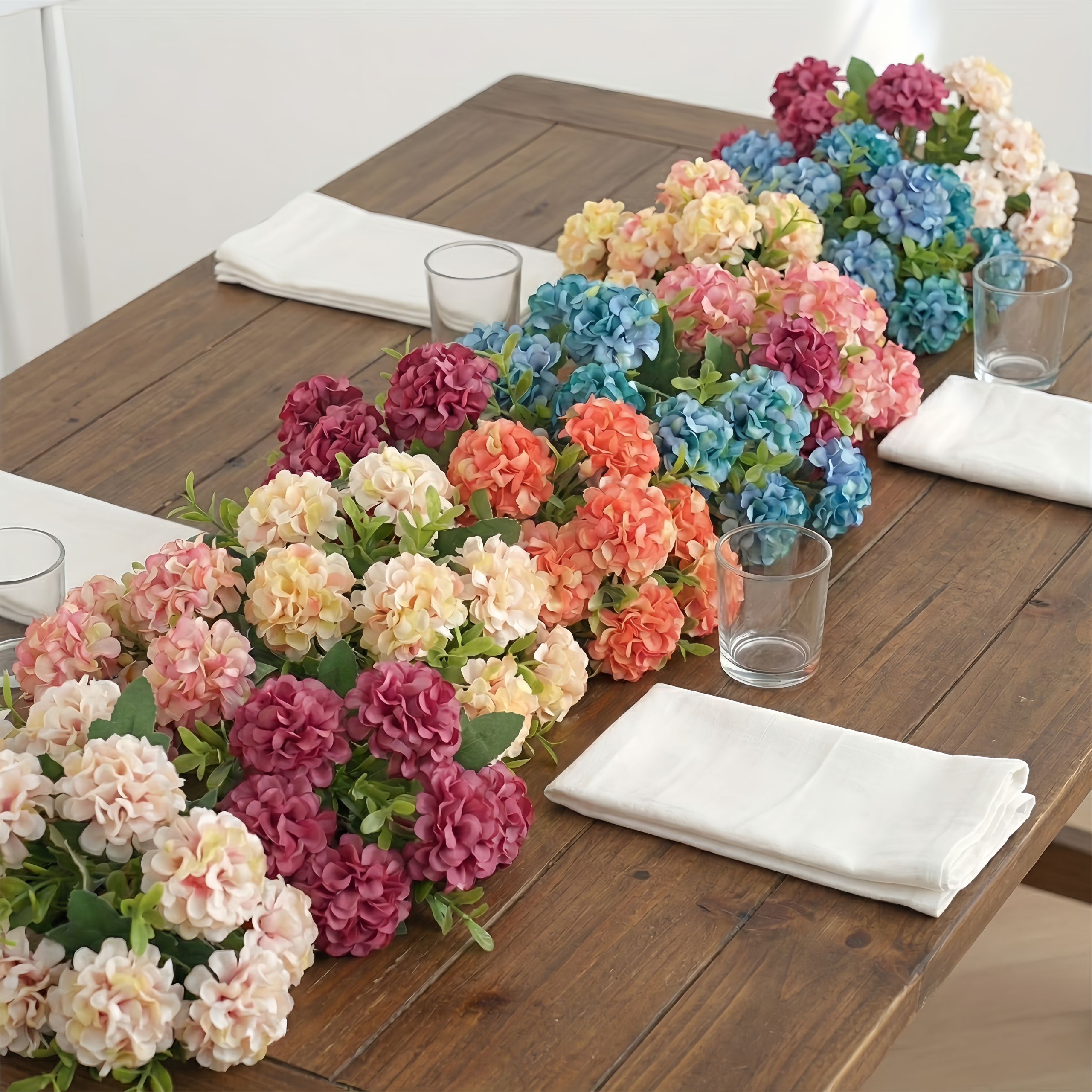 1 Bunch 10 Heads Artificial Hydrangea Flower Stems 