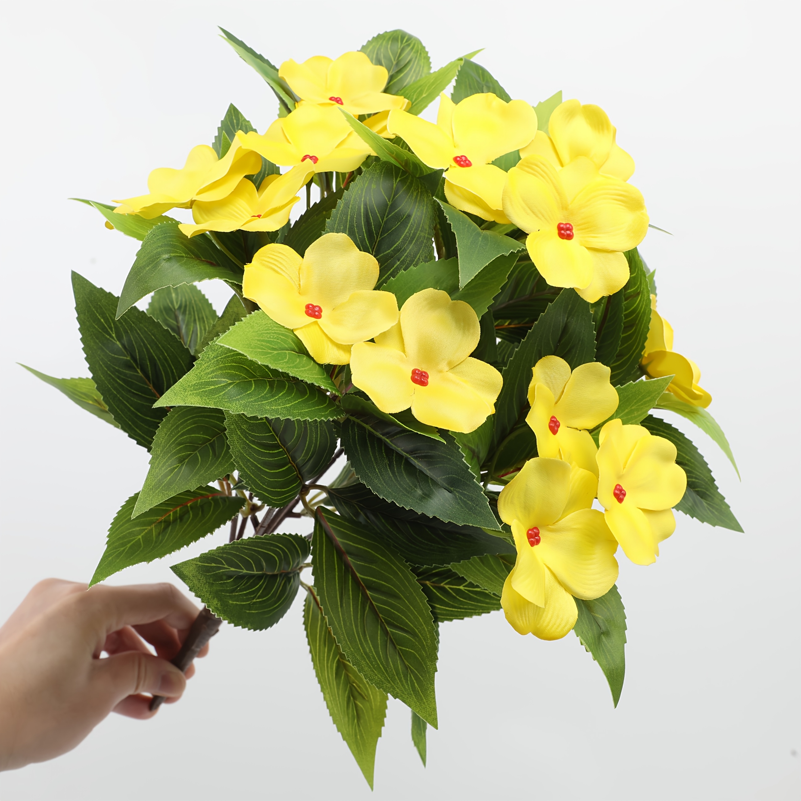 Impatiens Artificial Flowers Multi Color Faux Flower Planter Decor