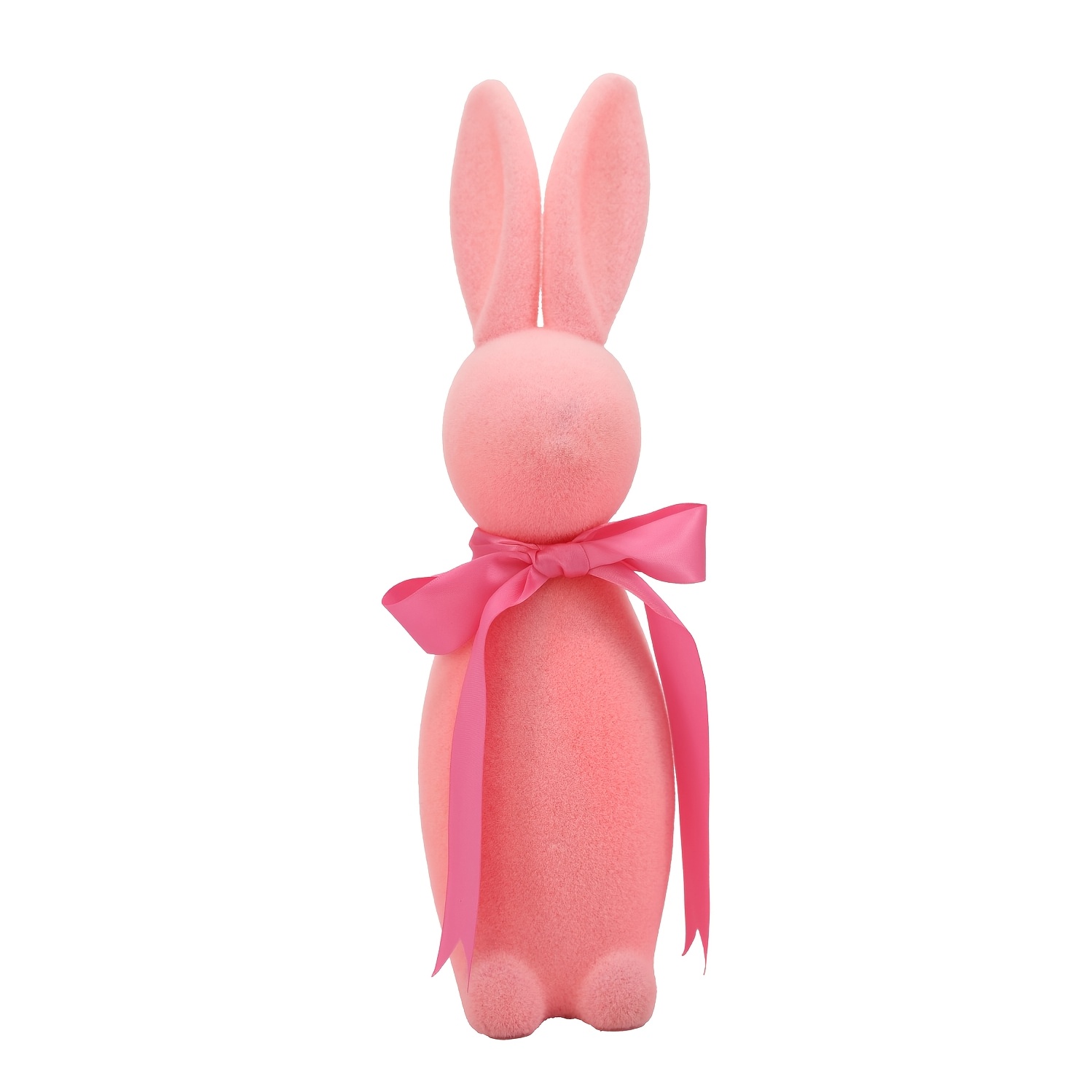 16” Flocked Easter Bunny Decor with Ribbon