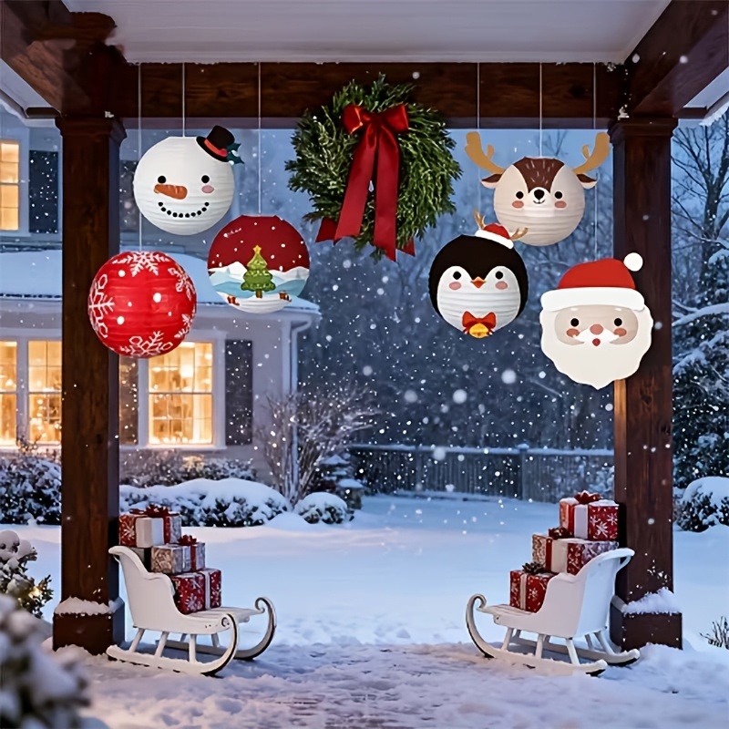 6 Pcs Christmas Decorations Party Paper Lanterns Set