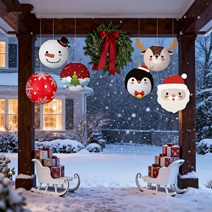 6 Pcs Christmas Decorations Party Paper Lanterns Set