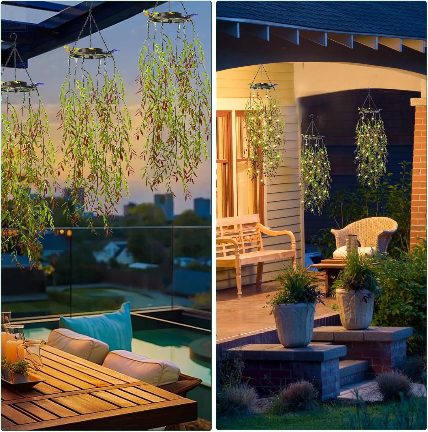 1 Pack Solar Willow Vine Hanging Lights