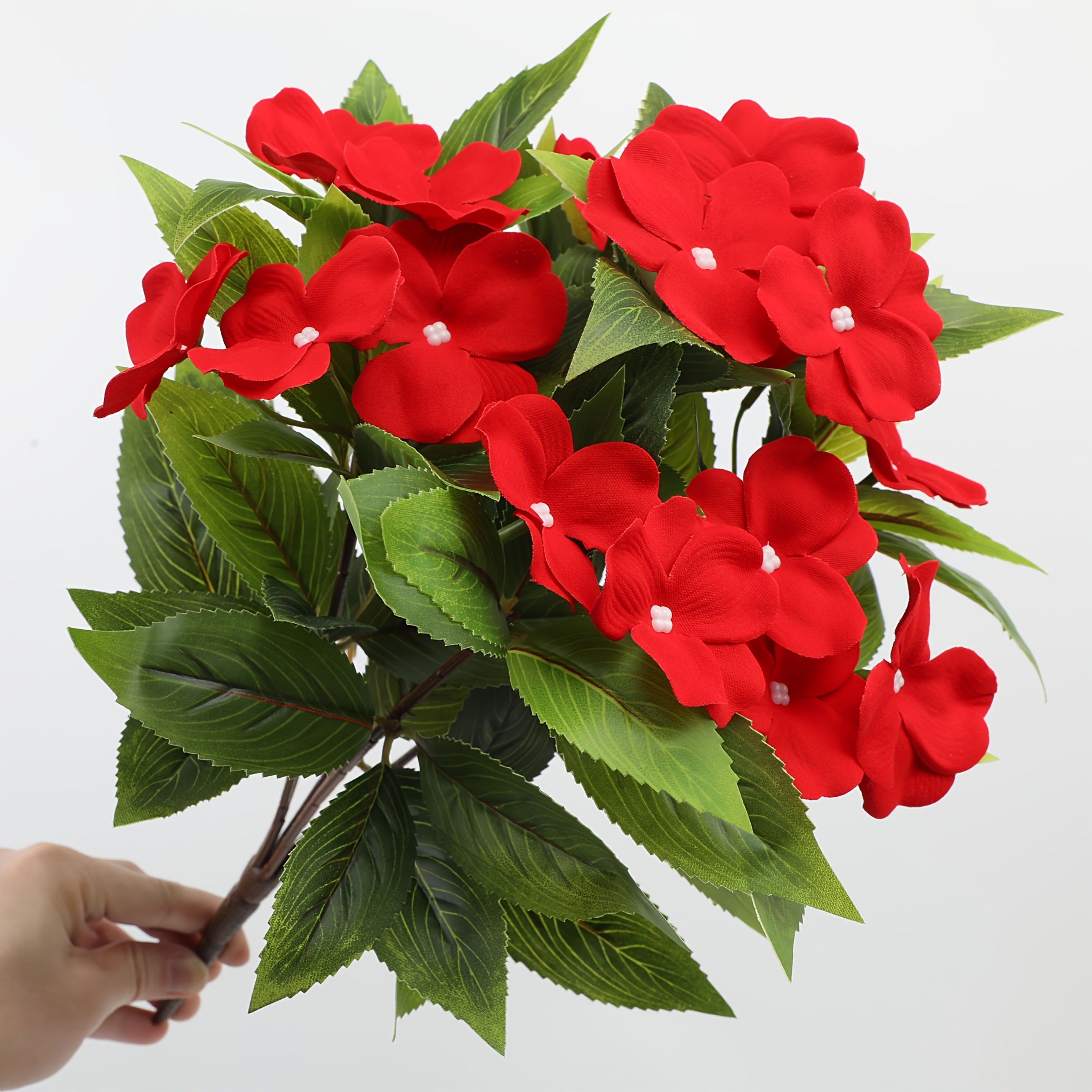 Impatiens Artificial Flowers Multi Color Faux Flower Planter Decor