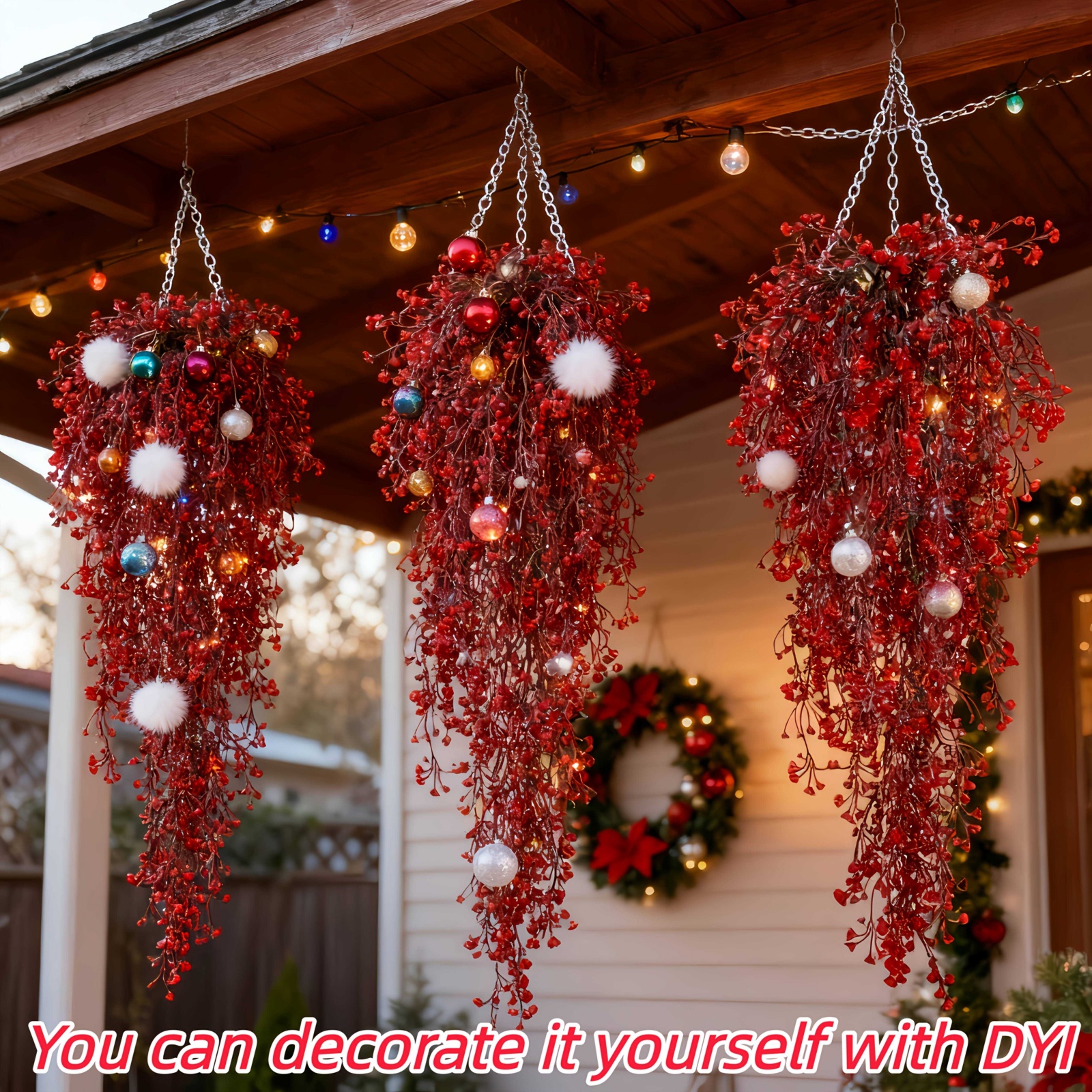 30in Red Artificial Christmas Hanging Vine