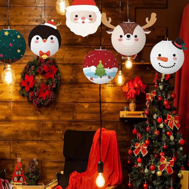 6 Pcs Christmas Decorations Party Paper Lanterns Set