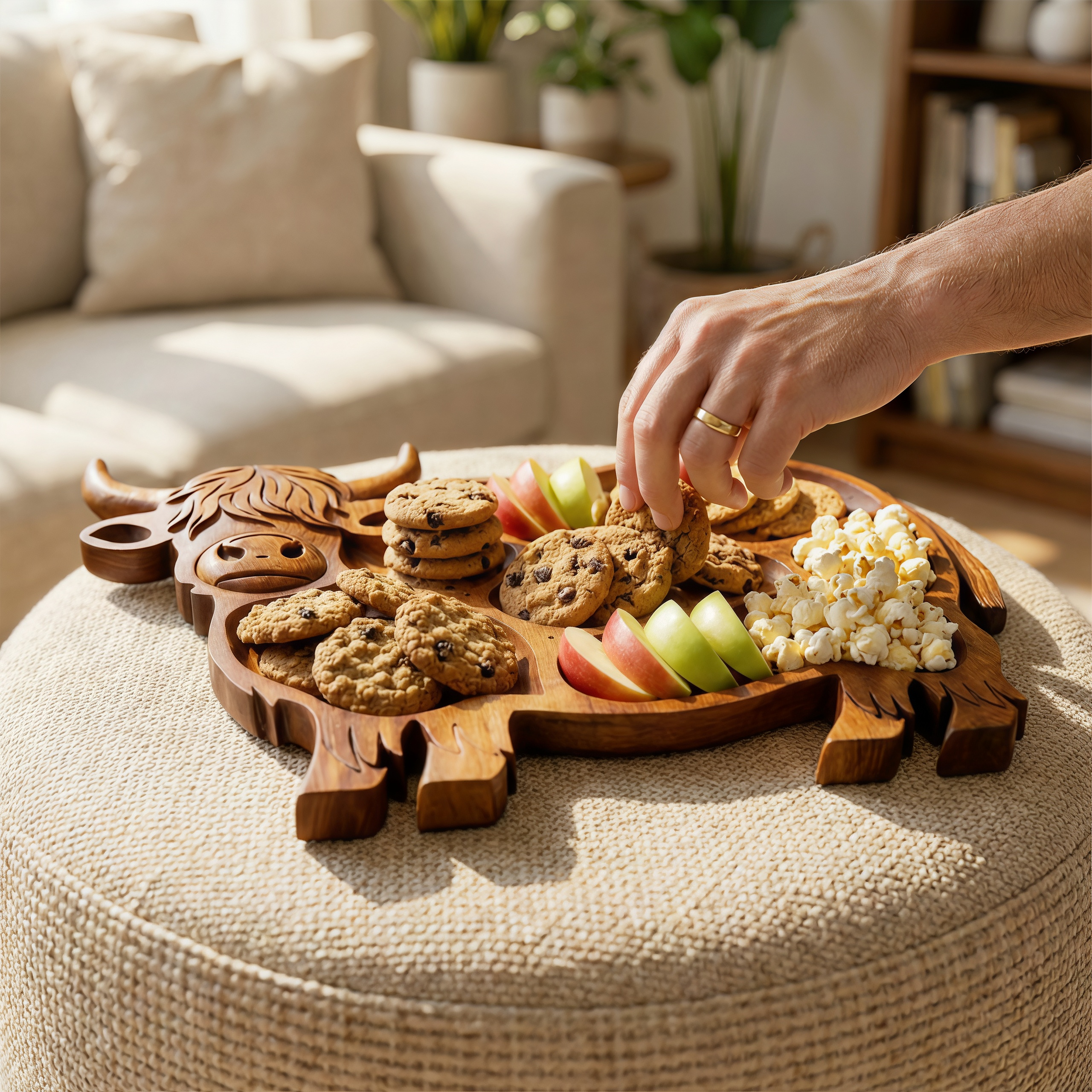 Highland Cow Shaped Wooden Snack and Charcuterie Board