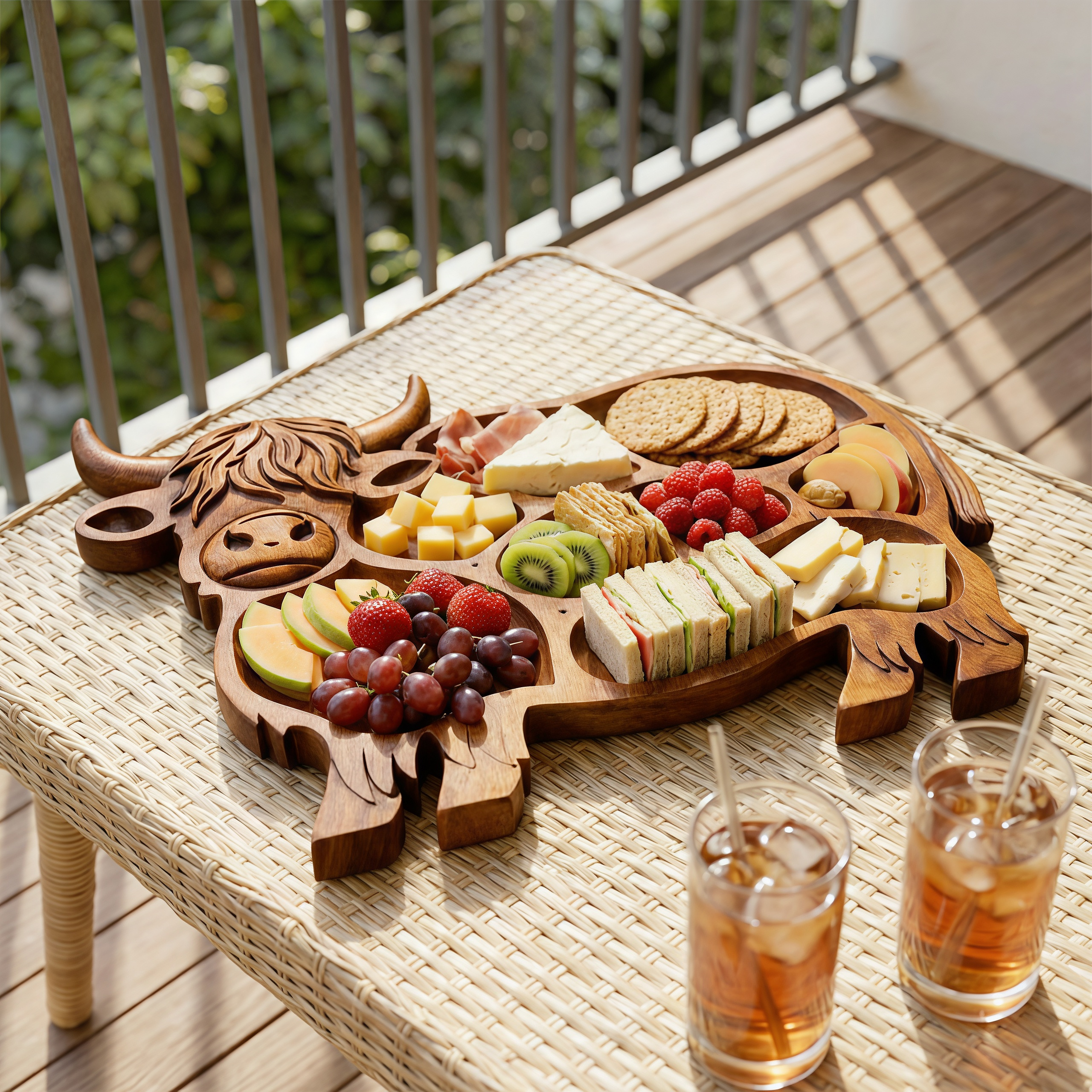 Highland Cow Shaped Wooden Snack and Charcuterie Board