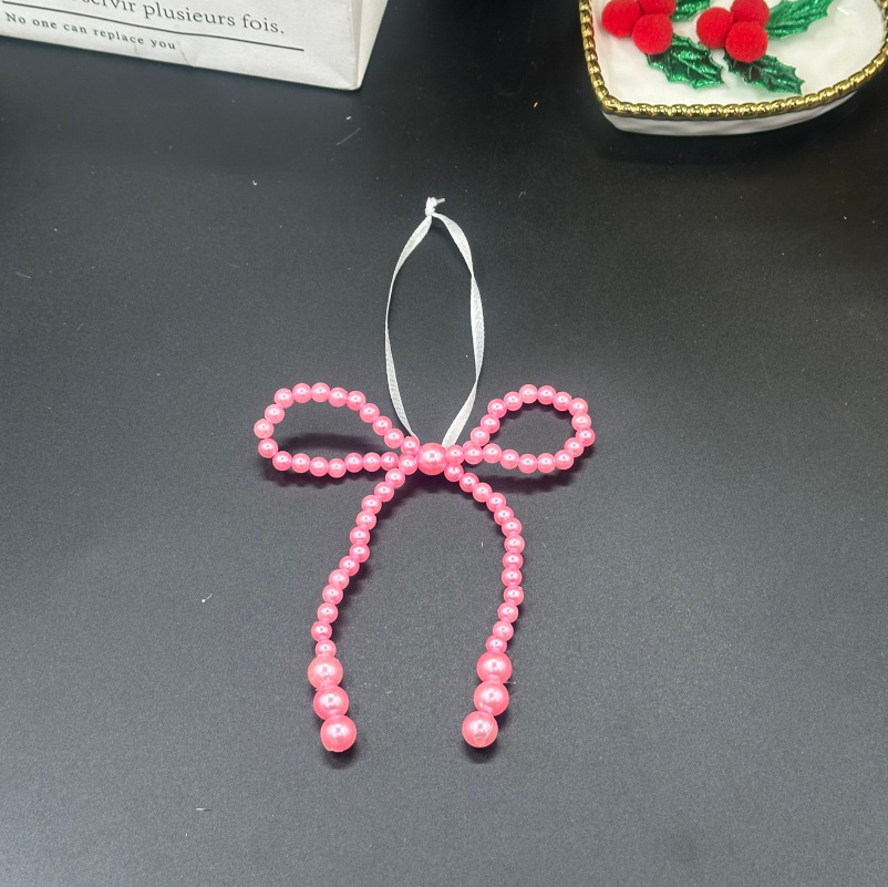 6 Pcs Pearl Bow Christmas Hanging Ornaments