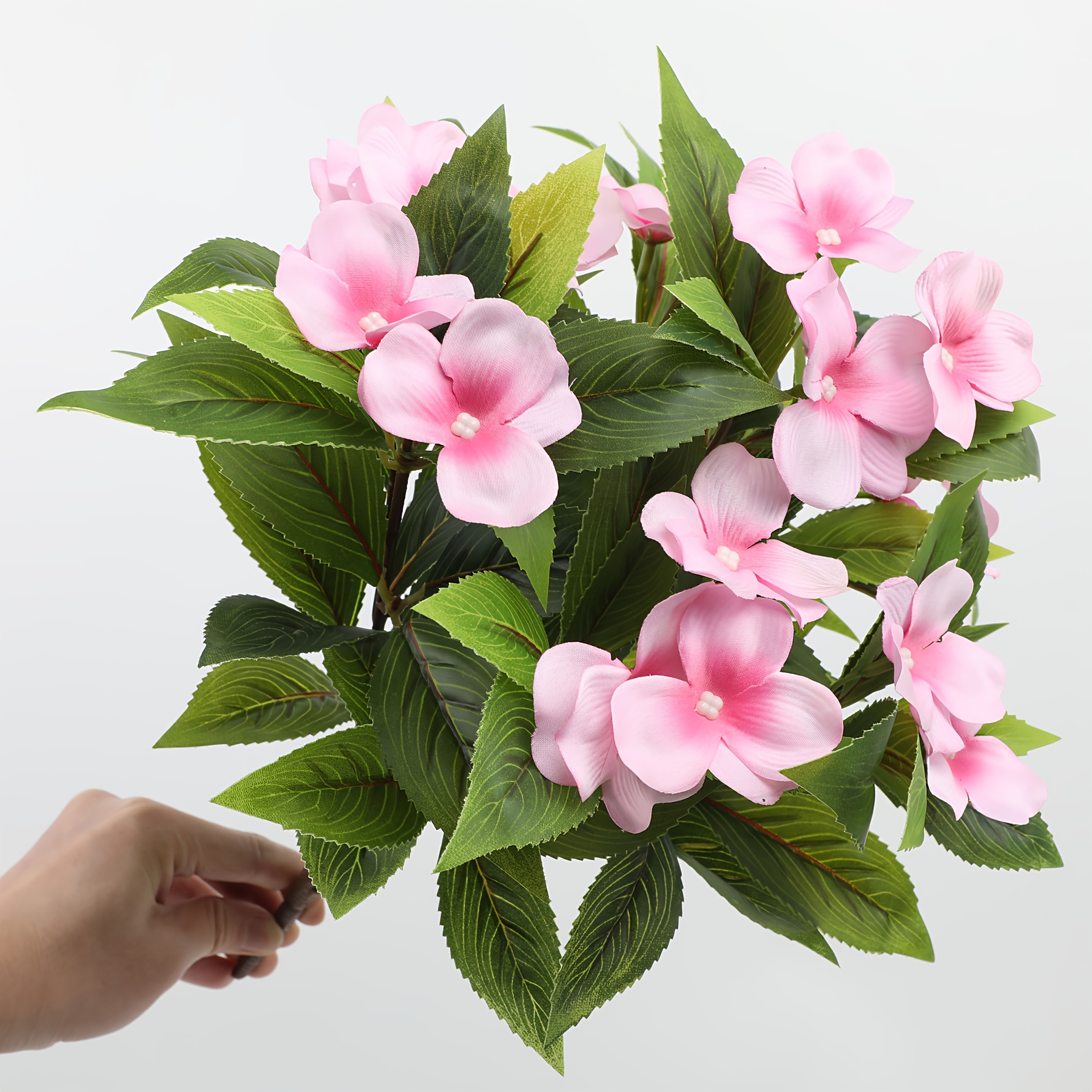 Impatiens Artificial Flowers Multi Color Faux Flower Planter Decor