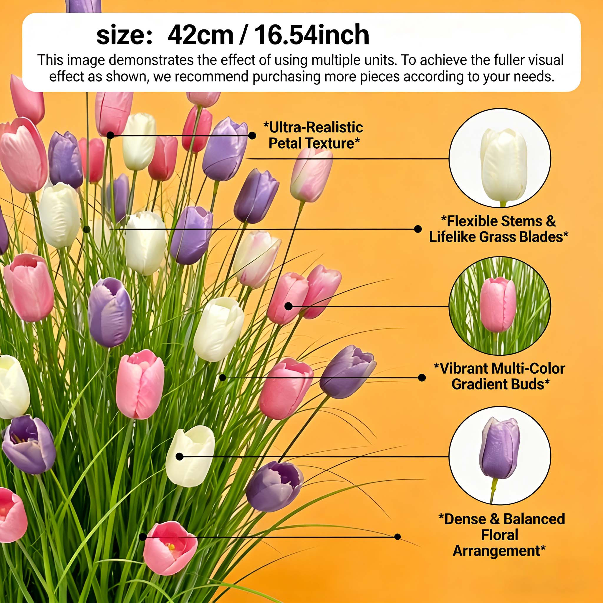 Decorative Artificial Tulip Bouquets with Pampas Grass