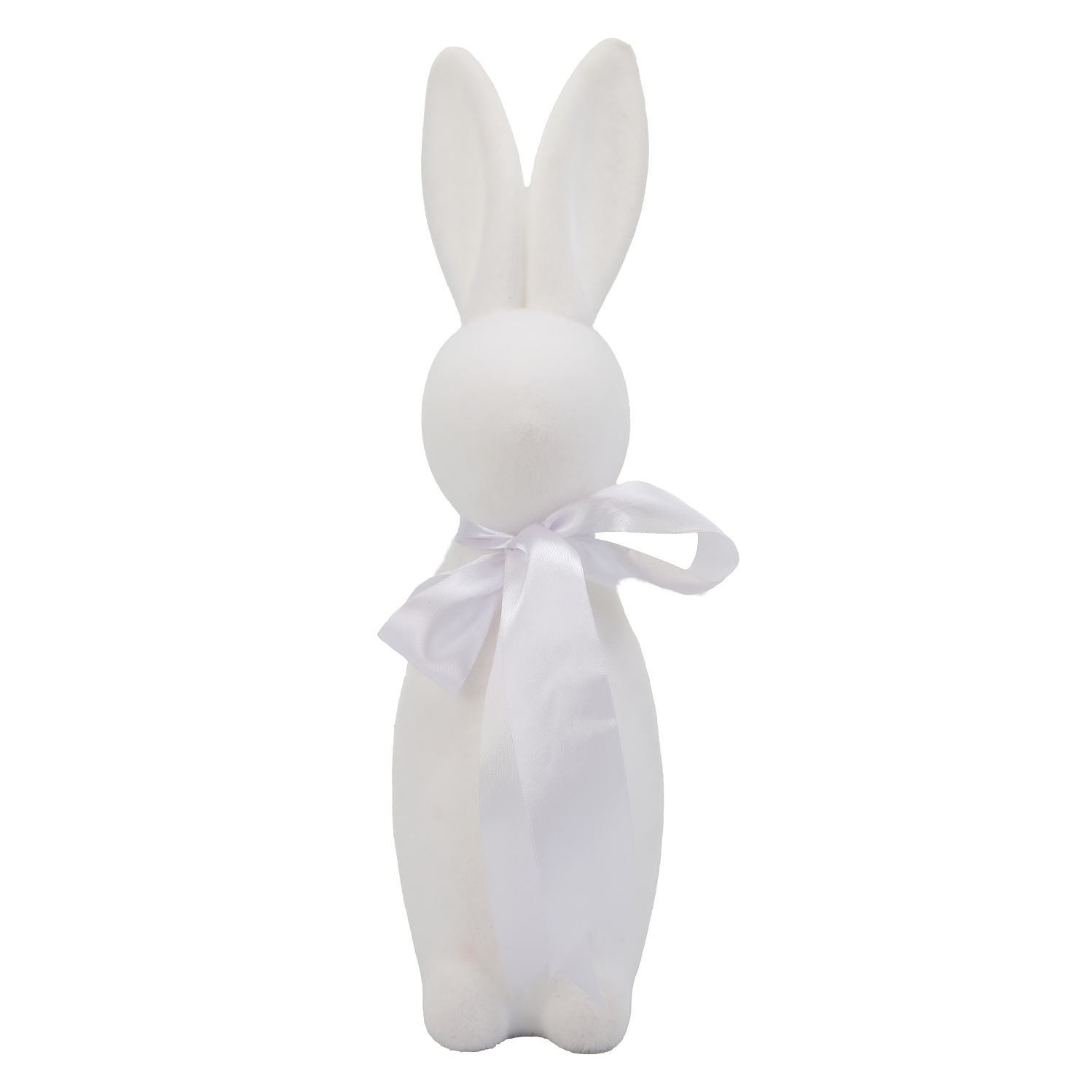 16” Flocked Easter Bunny Decor with Ribbon