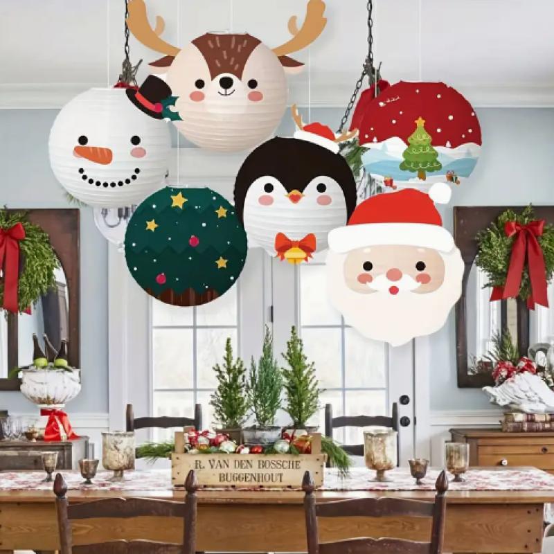 6 Pcs Christmas Decorations Party Paper Lanterns Set