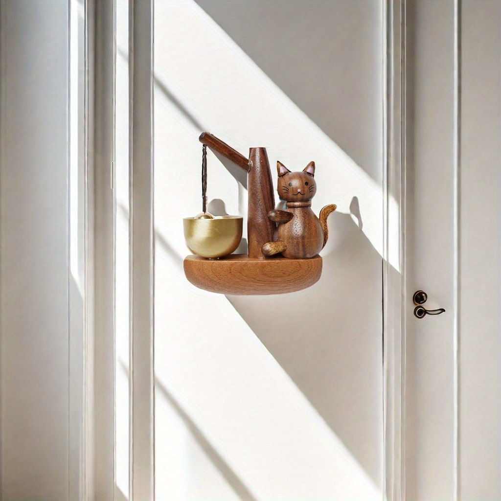 Handcrafted Wooden Cat Doorbell Chime