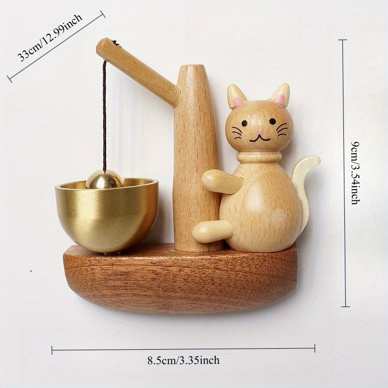 Handcrafted Wooden Cat Doorbell Chime
