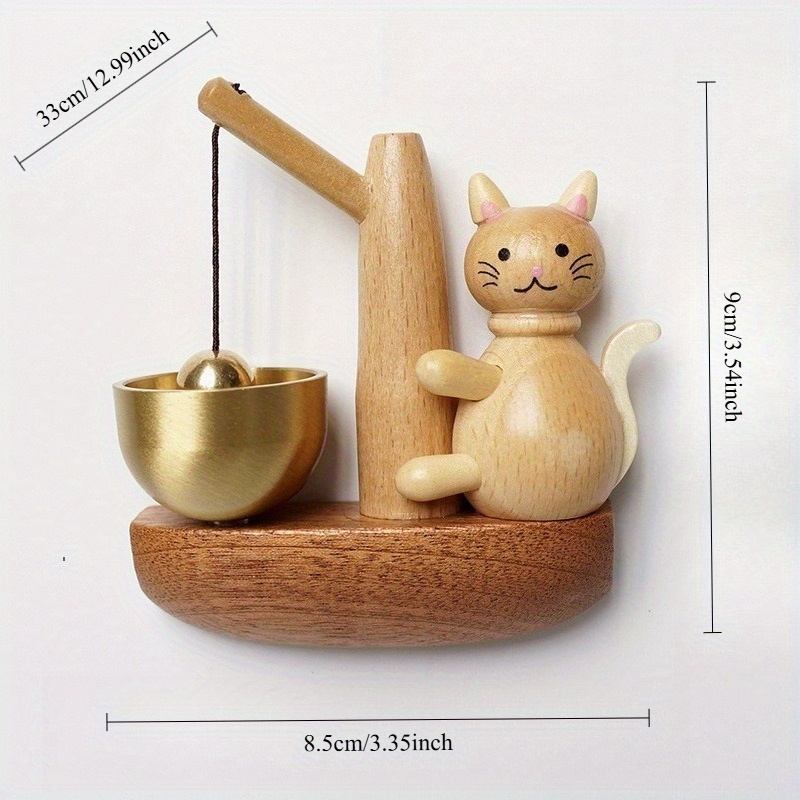 Handcrafted Wooden Cat Doorbell Chime