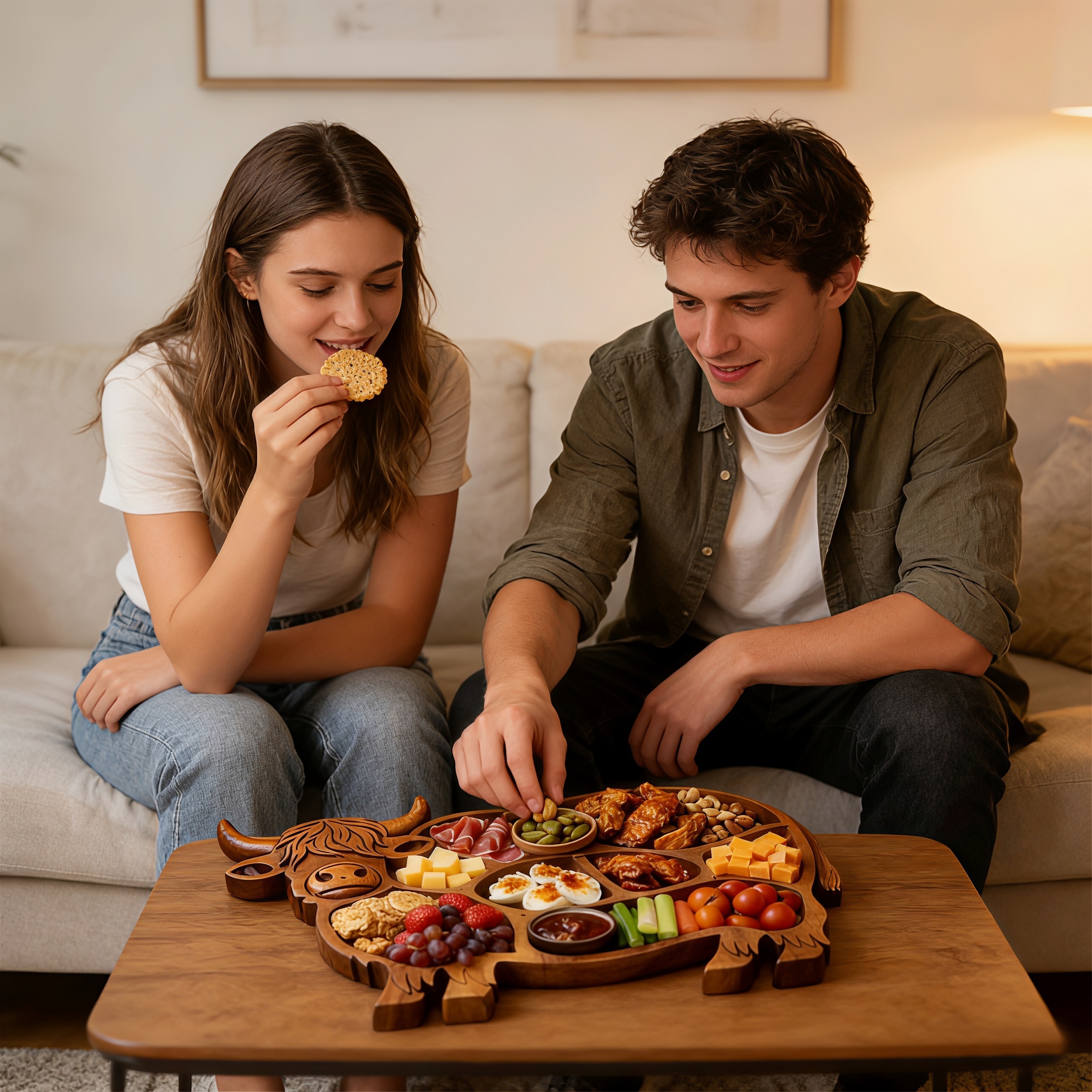 Highland Cow Shaped Wooden Snack and Charcuterie Board