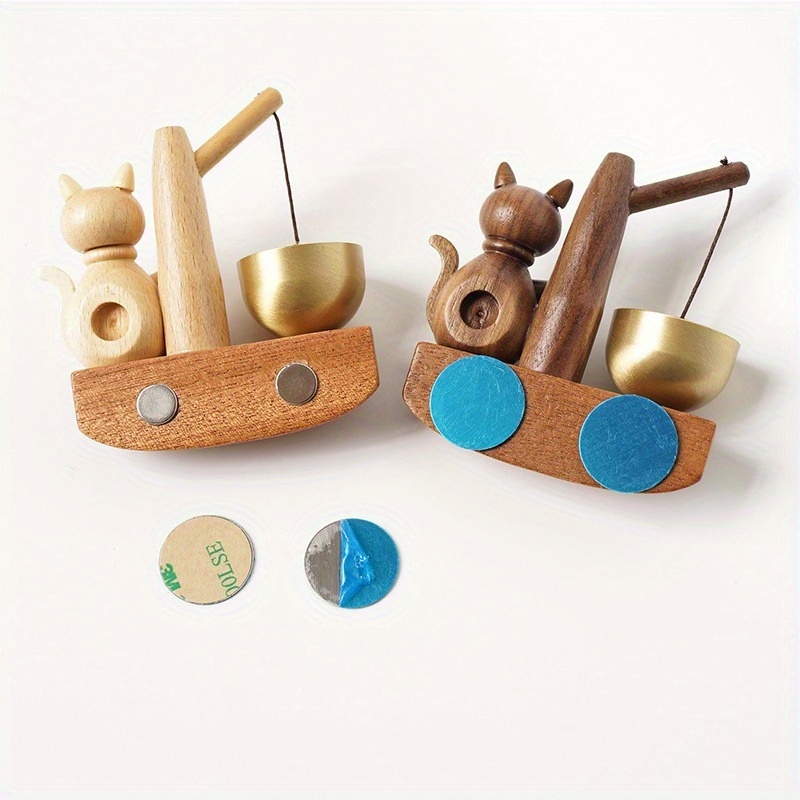 Handcrafted Wooden Cat Doorbell Chime