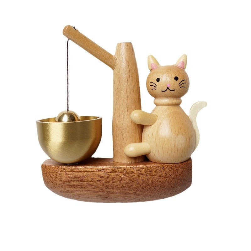 Handcrafted Wooden Cat Doorbell Chime