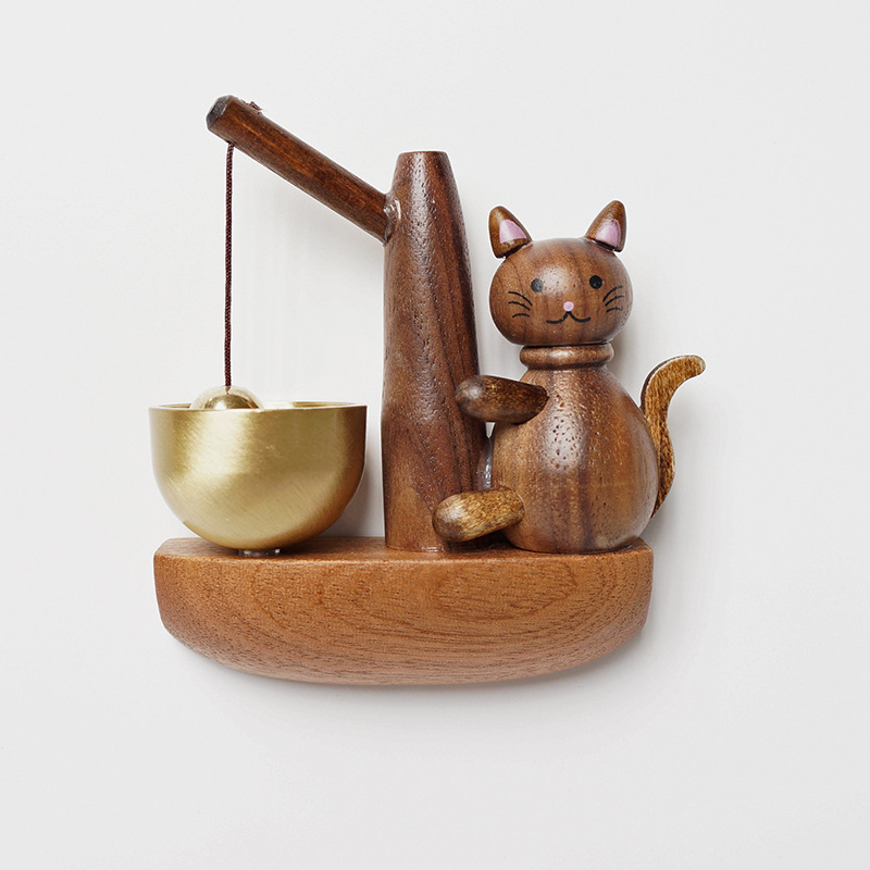 Handcrafted Wooden Cat Doorbell Chime