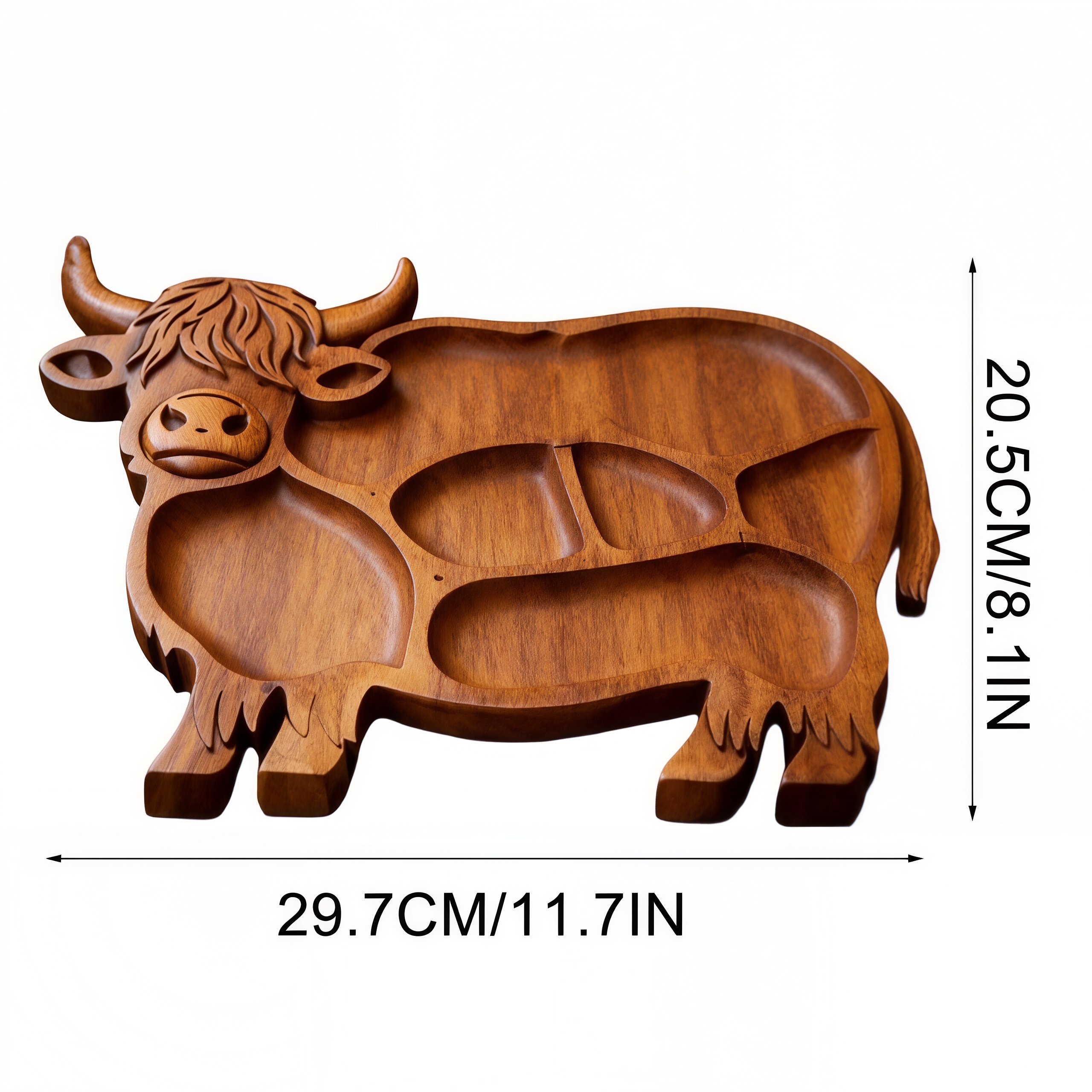 Highland Cow Shaped Wooden Snack and Charcuterie Board