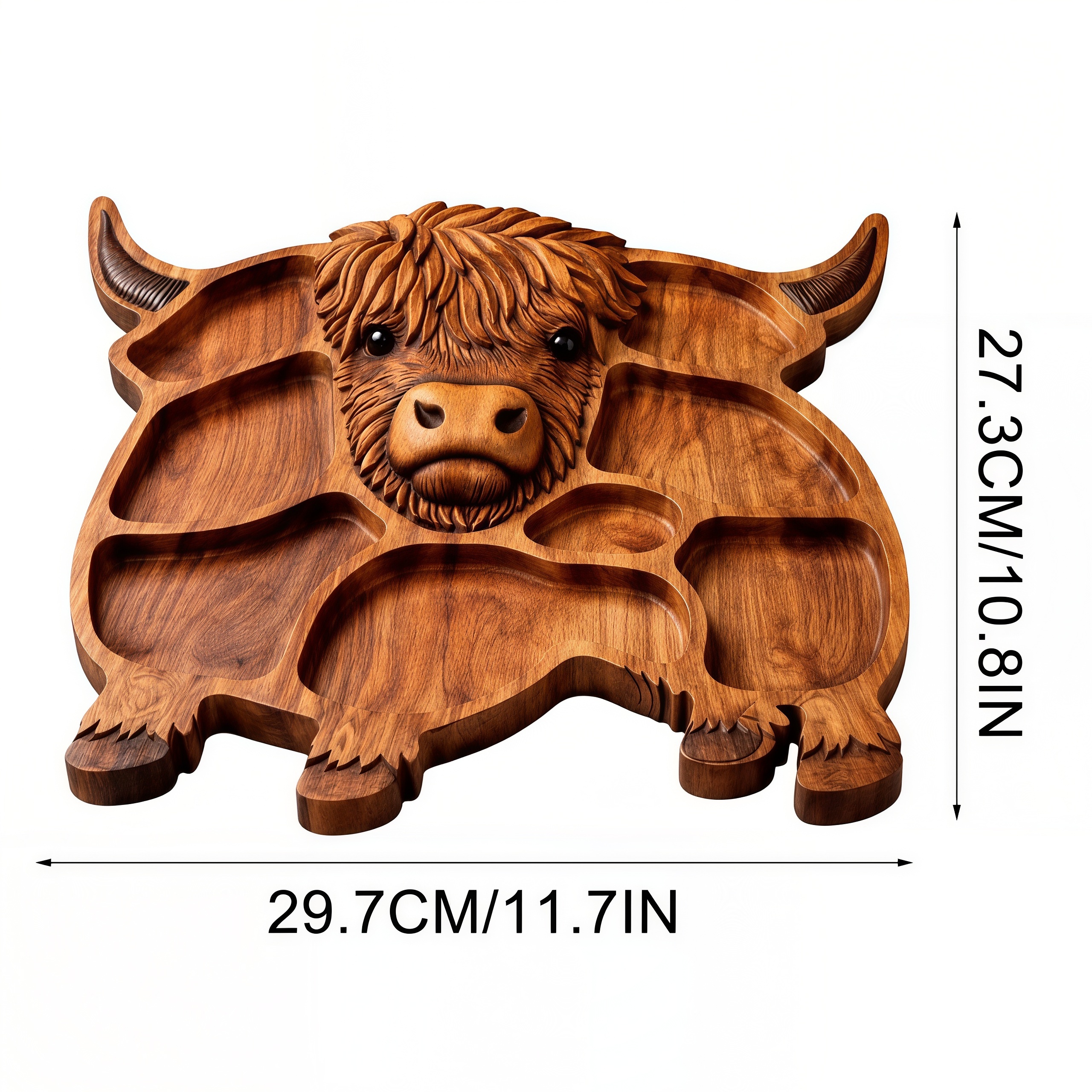 Highland Cow Shaped Wooden Snack and Charcuterie Board